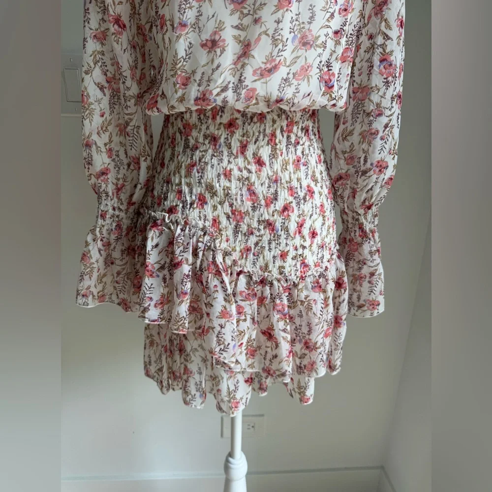 Princess Polly Floral Smocked Ruffle Layered Skirt Long Sleeve Dress ~ Size 2 - Picture 11 of 14